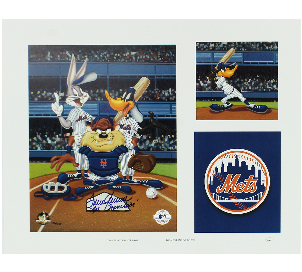 Tom Seaver Signed New York Mets Unframed 16x20 Looney Tunes MLB Photo with "The Franchise" Inscription