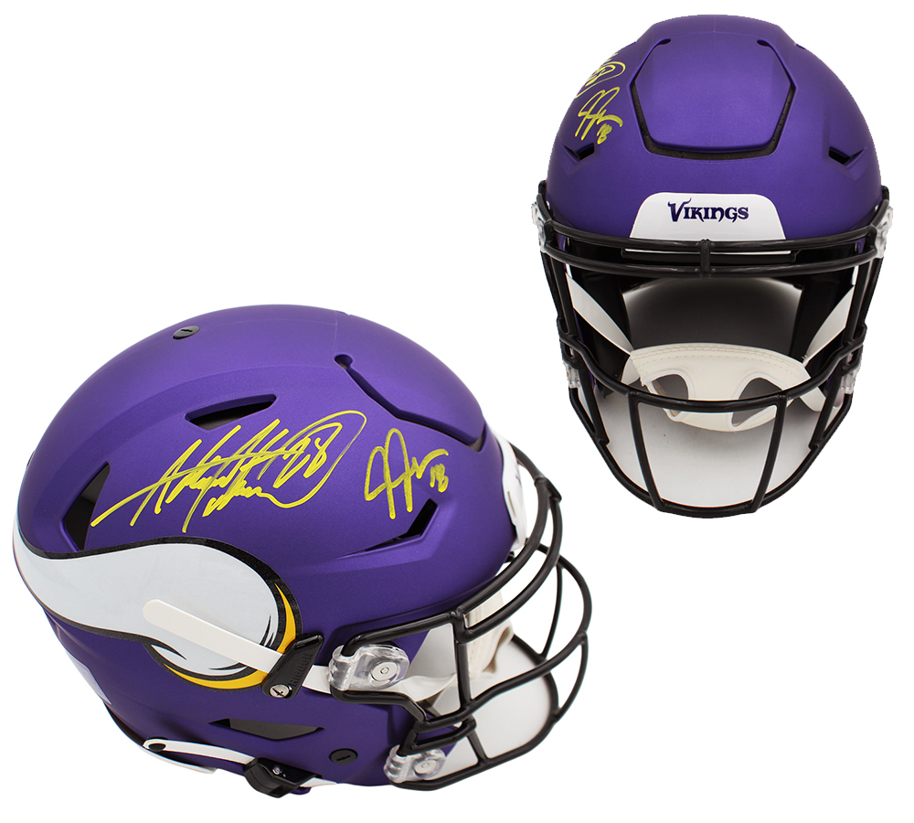 Patrick Peterson and Justin Jefferson Signed Minnesota Vikings Speed Flex Authentic Satin Purple NFL Helmet