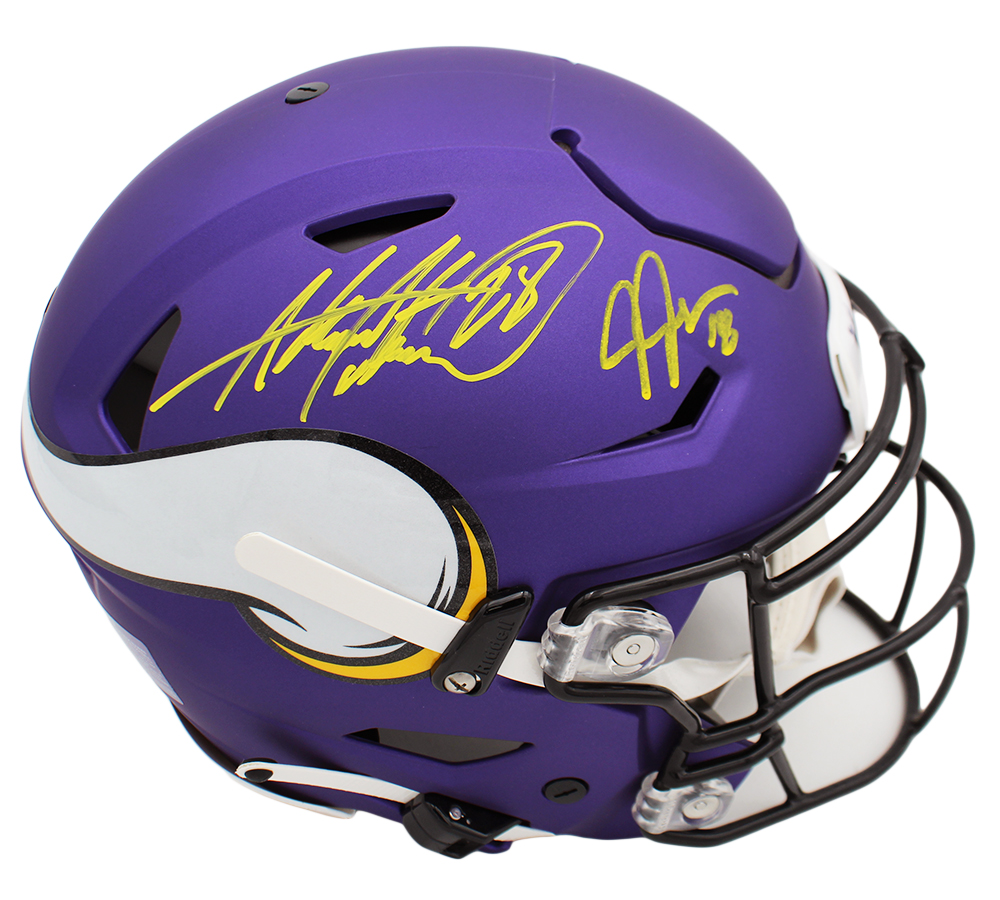 Patrick Peterson and Justin Jefferson Signed Minnesota Vikings Speed Flex Authentic Satin Purple NFL Helmet - Image 2