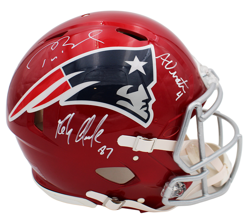 Rob Gronkowski, Tom Brady and Adam Vinatieri Signed New England Patriots Speed Authentic Flash NFL Helmet