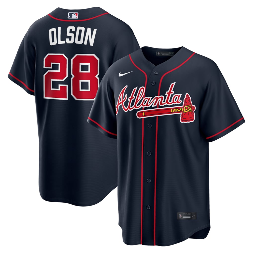 PRE-SALE - Matt Olson Unsigned Braves Nike Alternate Navy Jersey Size Large