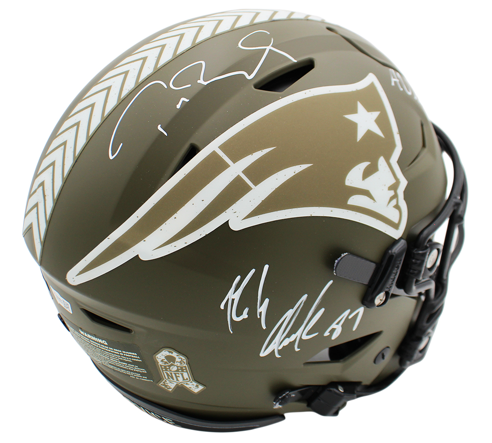 Rob Gronkowski, Tom Brady and Adam Vinatieri Signed New England Patriots Speed Flex Authentic Salute to Service NFL Helmet - Image 4