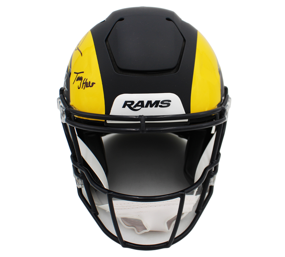Kurt Warner, Torry Holt, Marshall Faulk and Bruce Smith Signed Los Angeles Rams Speed Flex Authentic Rivalries NFL Helmet - Image 4