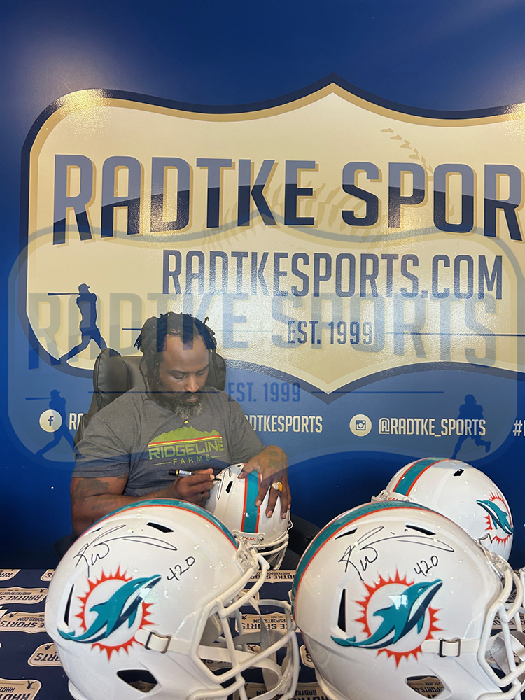 Ricky Williams Signed Miami Dolphins Speed Full Size NFL Helmet with "420" Inscription - Image 2