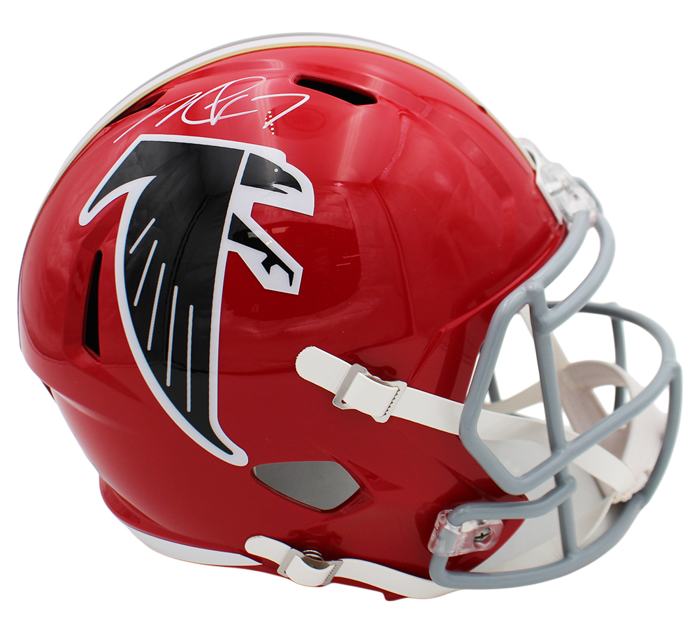 Michael Vick Signed Atlanta Falcons Speed Full Size Red NFL Helmet - Image 2