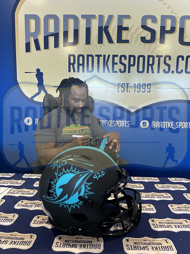 Ricky Williams Signed Miami Dolphins Speed Authentic Eclipse NFL Helmet with "420" Inscription - Image 2