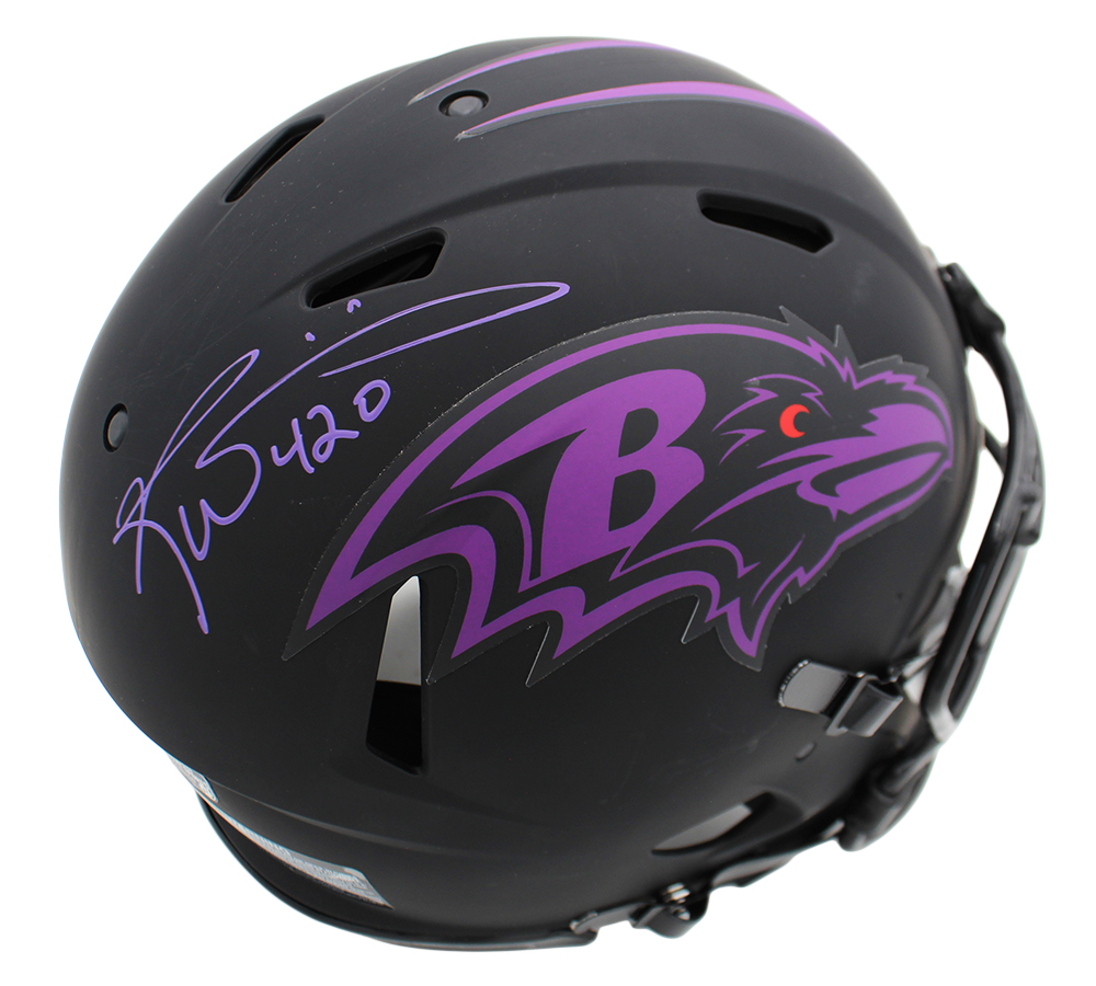 Ricky Williams Signed Baltimore Ravens Speed Authentic Eclipse NFL Helmet with "420" Inscription