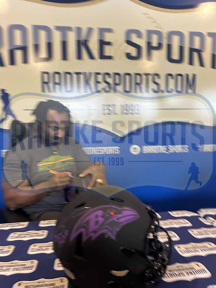 Ricky Williams Signed Baltimore Ravens Speed Authentic Eclipse NFL Helmet with "420" Inscription - Image 3