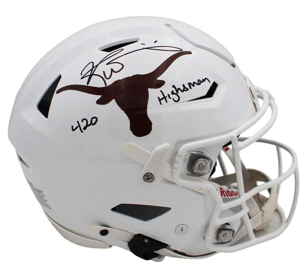 Ricky Williams Signed Texas Longhorns Speed Flex Authentic NCAA Helmet with "Highsman 420" Inscription - Image 2