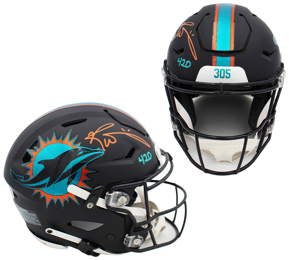 Ricky Williams Signed Miami Dolphins Speed Flex Authentic Rivalries NFL Helmet with "420" Inscription