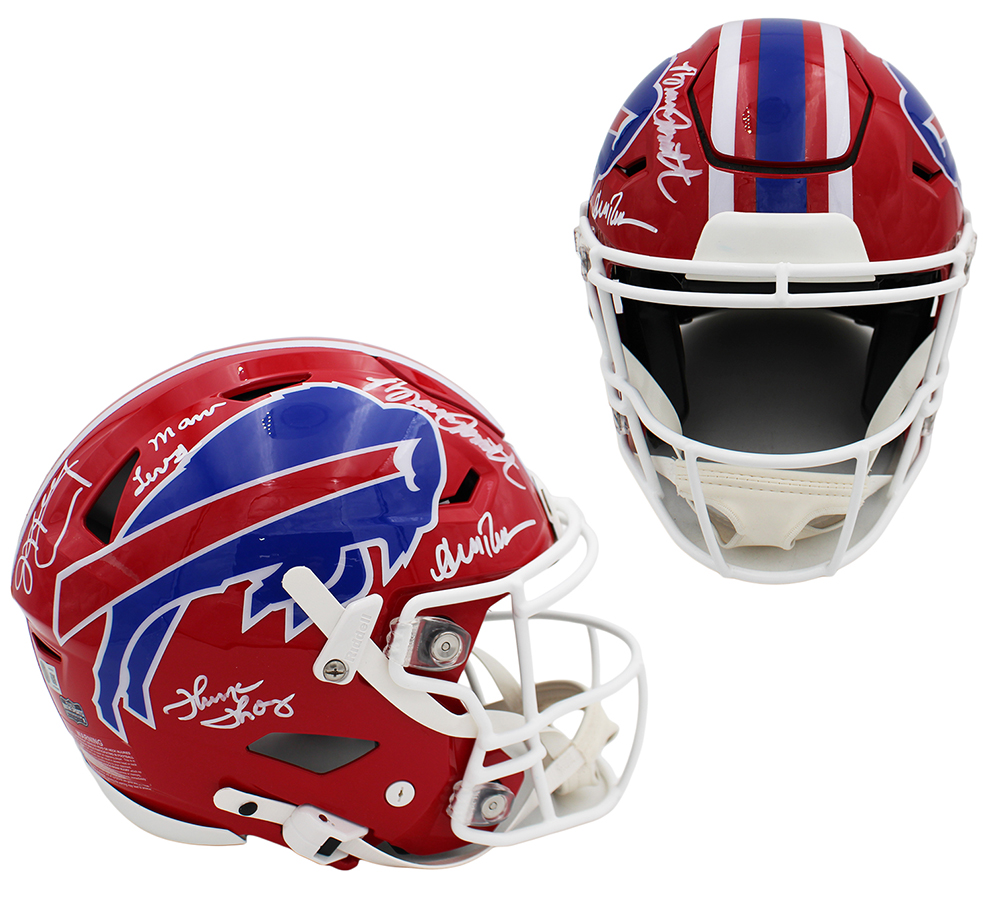 Jim Kelly, Thurman Thomas, Andre Reed, Bruce Smith & Marv Levy Signed Buffalo Bills SpeedFlex Authentic Throwback NFL Helmet