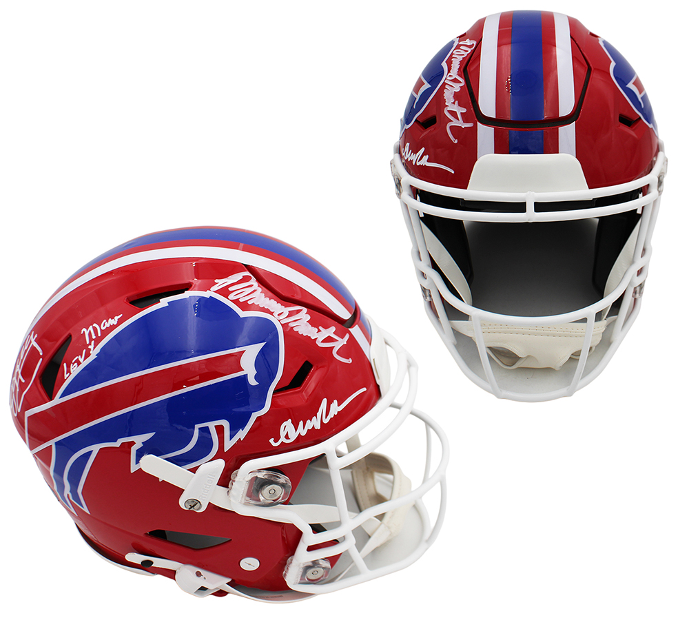 Jim Kelly, Andre Reed, Bruce Smith & Marv Levy Signed Buffalo Bills SpeedFlex Authentic Throwback NFL Helmet