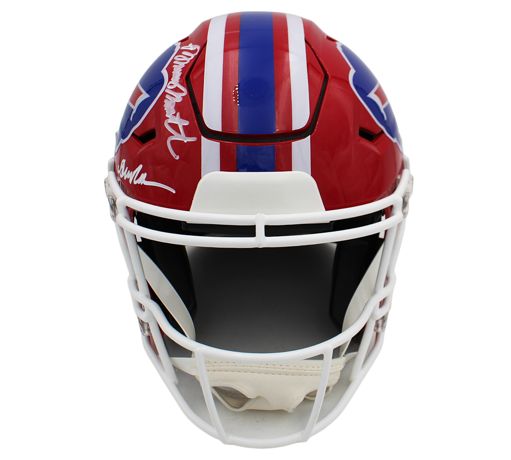Jim Kelly, Andre Reed, Bruce Smith & Marv Levy Signed Buffalo Bills SpeedFlex Authentic Throwback NFL Helmet - Image 4