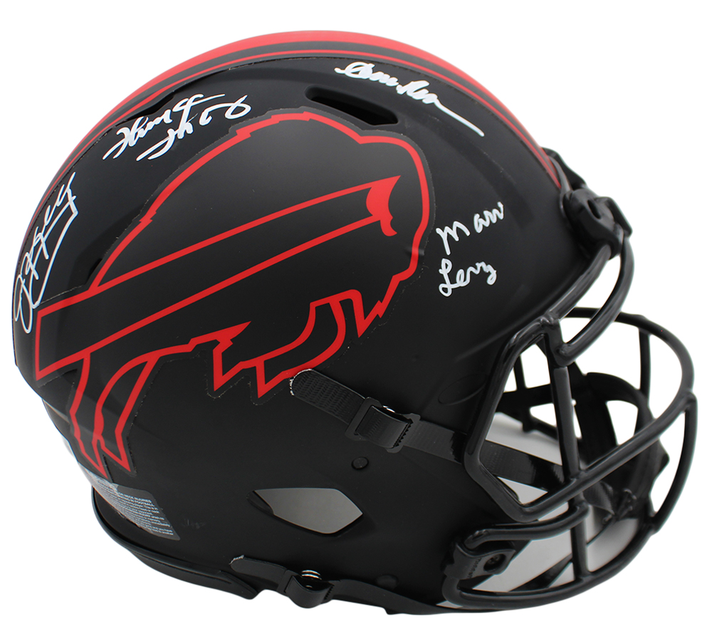 Jim Kelly, Thurman Thomas Andre Reed, and Marv Levy Signed Buffalo Bills Speed Authentic Eclipse NFL Helmet