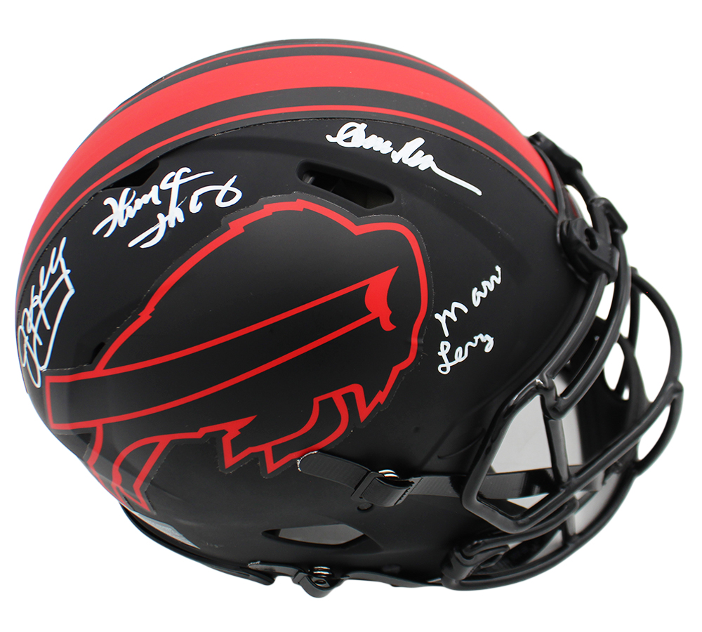 Jim Kelly, Thurman Thomas Andre Reed, and Marv Levy Signed Buffalo Bills Speed Authentic Eclipse NFL Helmet - Image 2