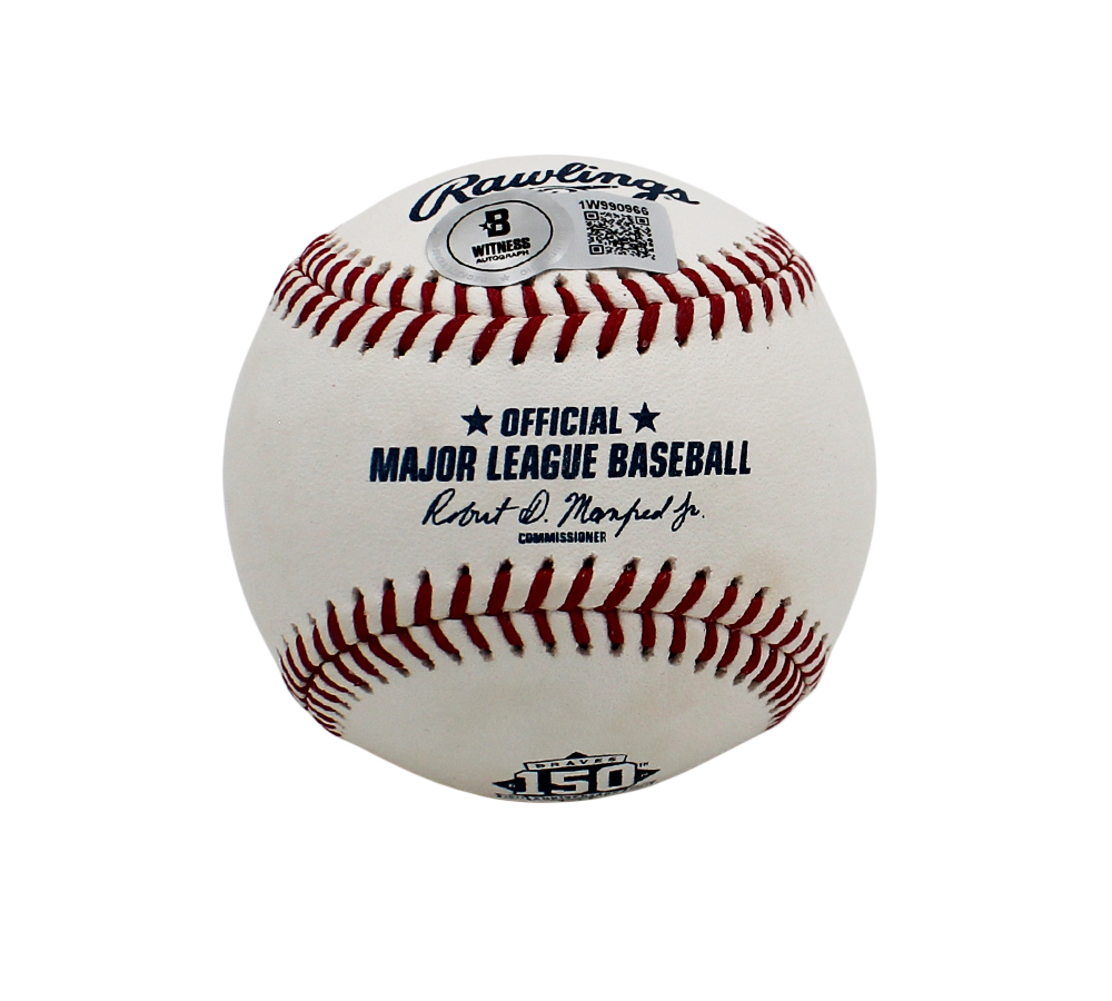 Greg Maddux Signed Atlanta Braves Rawlings OML White 150th Anniversary MLB Baseball - Image 2