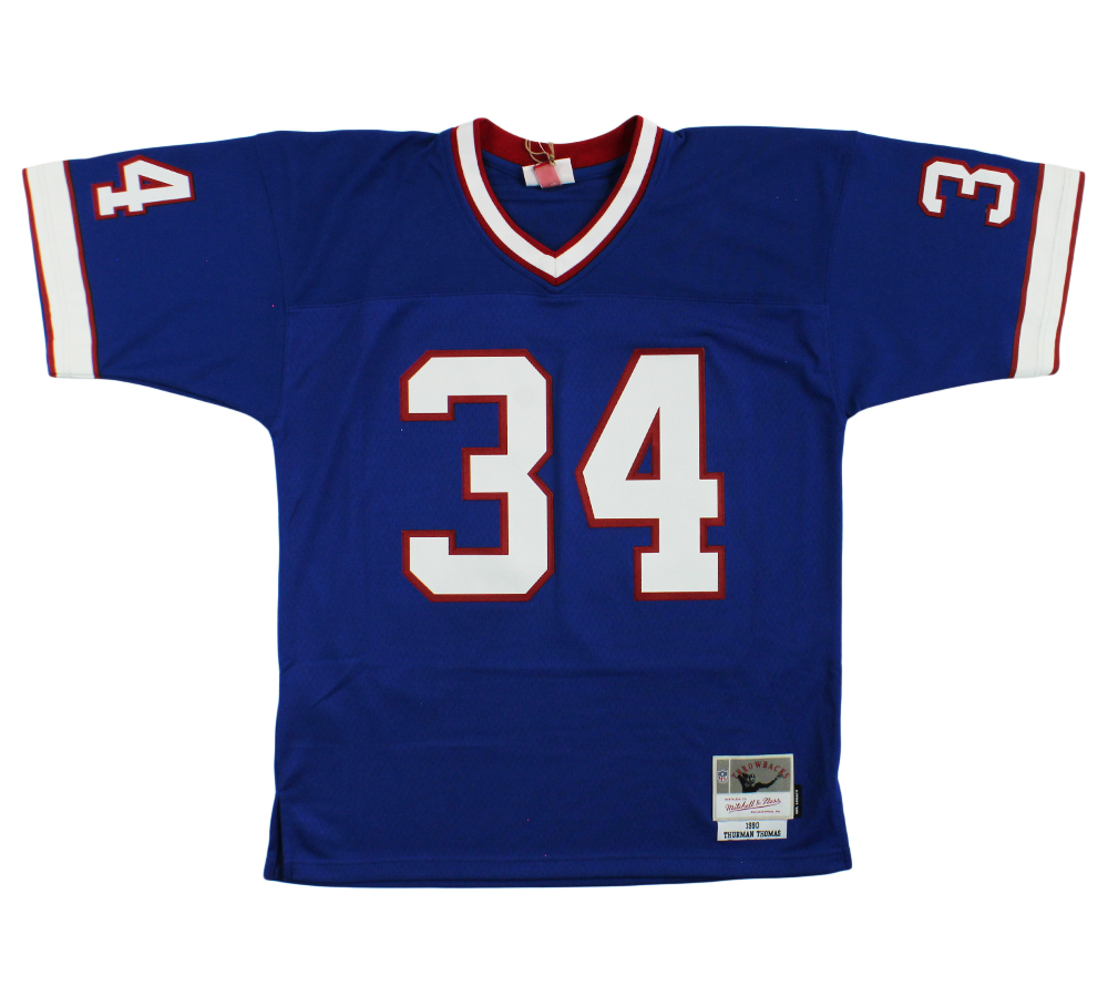 Thurman Thomas Signed Buffalo Bills Mitchell and Ness 1990 Legacy Royal Blue NFL Jersey - Image 3