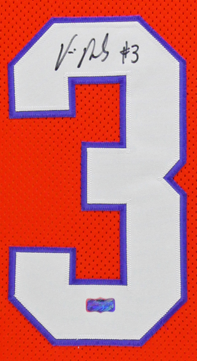 Vic Beasley Signed Clemson Tigers Large Framed Custom Orange Jersey with Paw Print Matte - Image 2