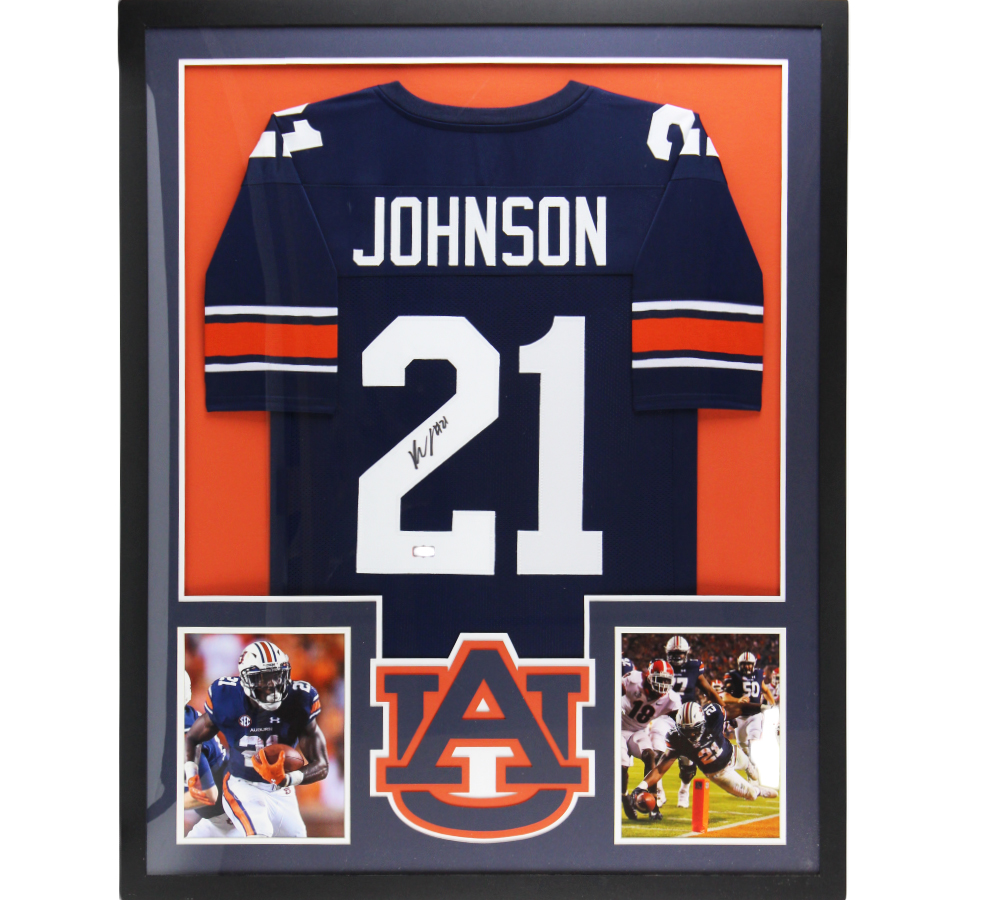 Kerryon Johnson Signed Auburn Tigers Large Framed Blue NCAA Jersey