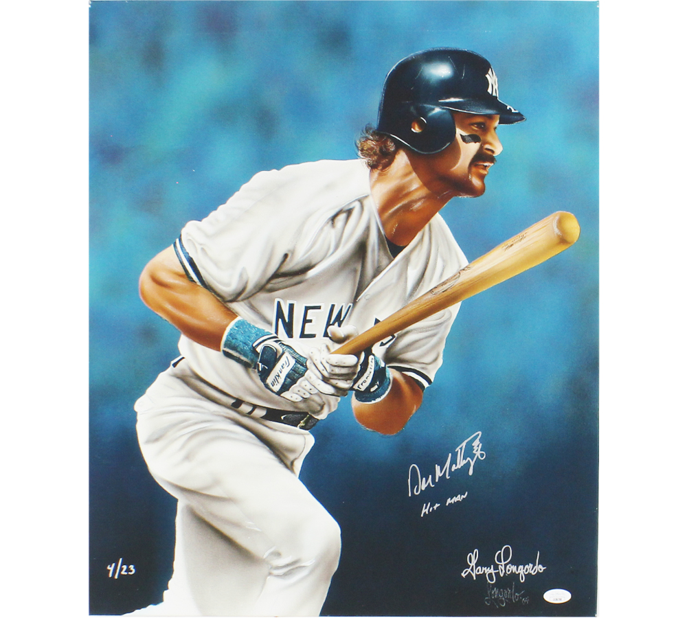 Don Mattingly Signed New York Yankees MLB Wrapped Canvas Artwork Limited Edition 4/23 with "Hitman" Inscription