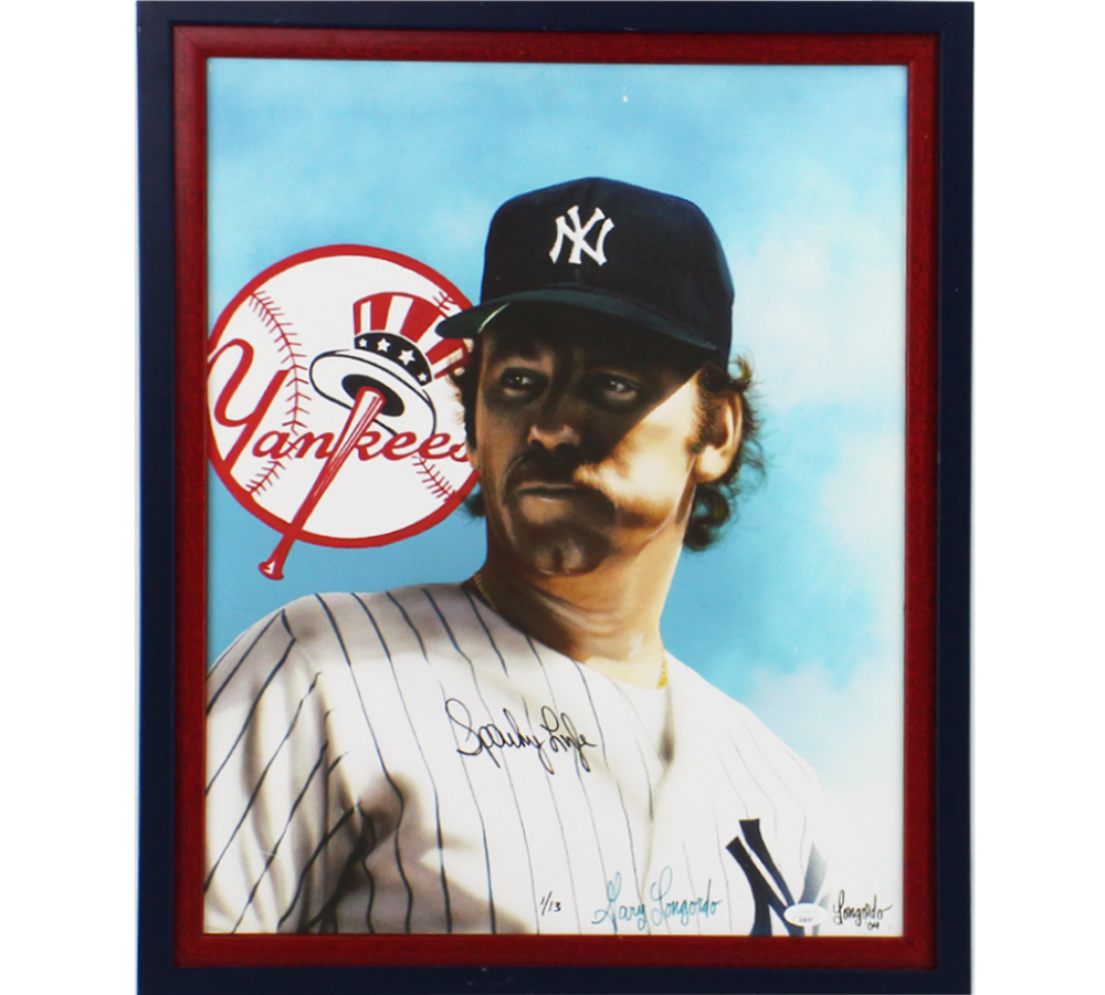 Sparky Lyle Signed New York Yankees MLB Framed 16x20 Artwork Limited Edition 1/13