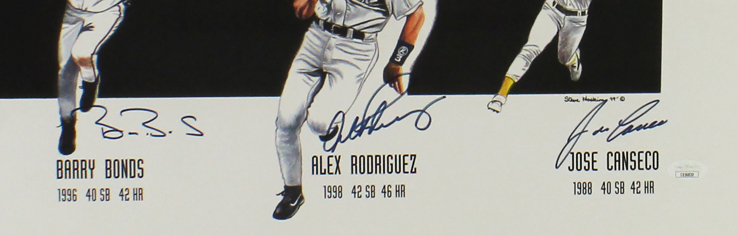 Barry Bonds, Alex Rodriguez and Jose Canseco Signed Framed 16x20 Stolen Bases and Home Runs MLB Photo - Image 2