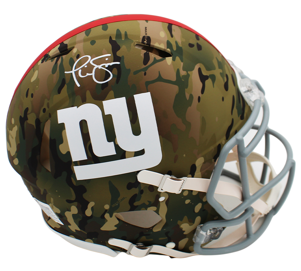 Phil Simms Signed New York Giants Speed Authentic Camo NFL Helmet