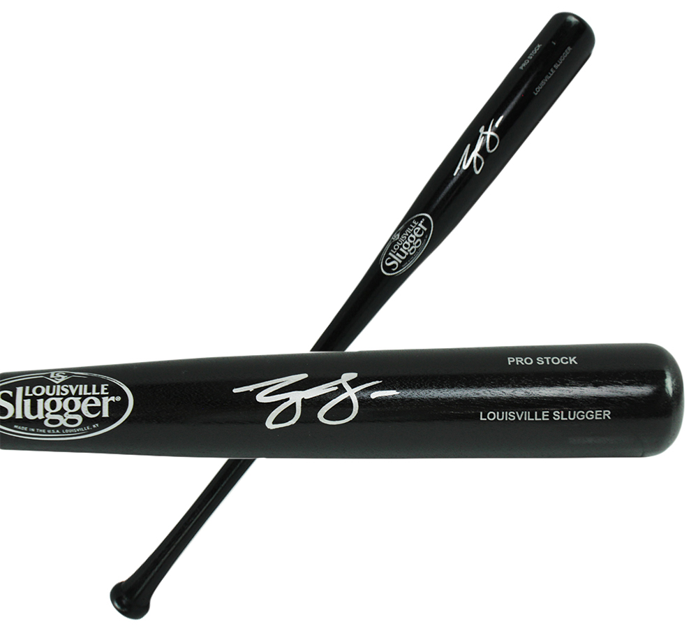 George Lombard Signed Detroit Tigers Louisville Slugger Black Pro Stock MLB Bat