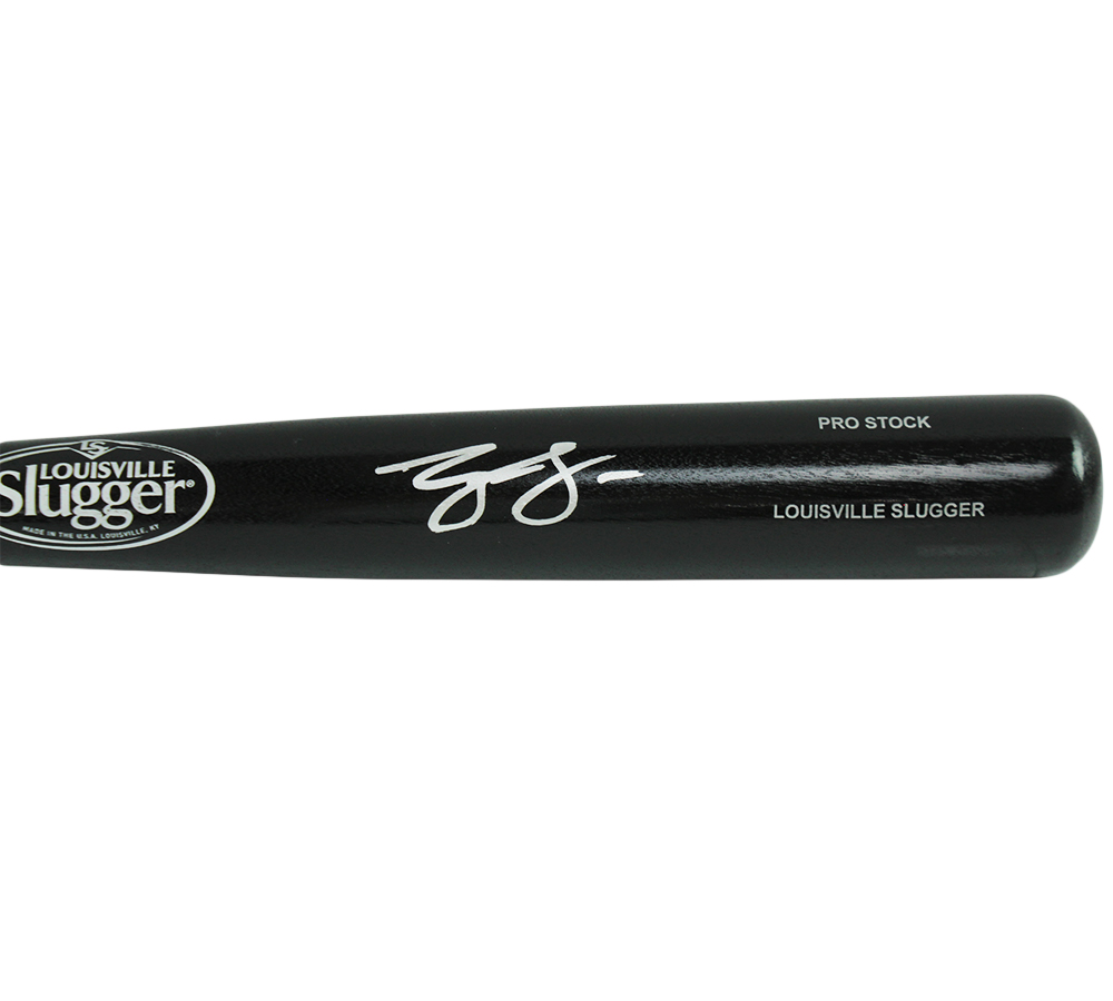 George Lombard Signed Detroit Tigers Louisville Slugger Black Pro Stock MLB Bat - Image 3