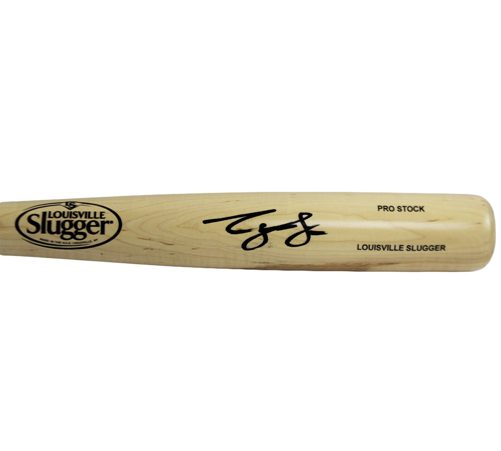 George Lombard Signed Detroit Tigers Louisville Slugger Blonde Pro Stock MLB Bat - Image 3