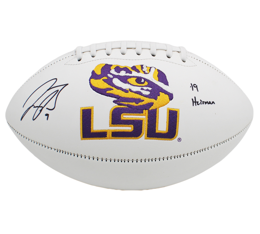 Joe Burrow Signed LSU Tigers Embroidered Logo White Panel NCAA Football - Image 2