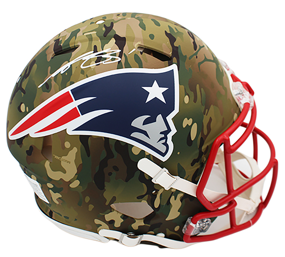 AJ Brown Signed New England Patriots Speed Authentic Camo NFL Helmet