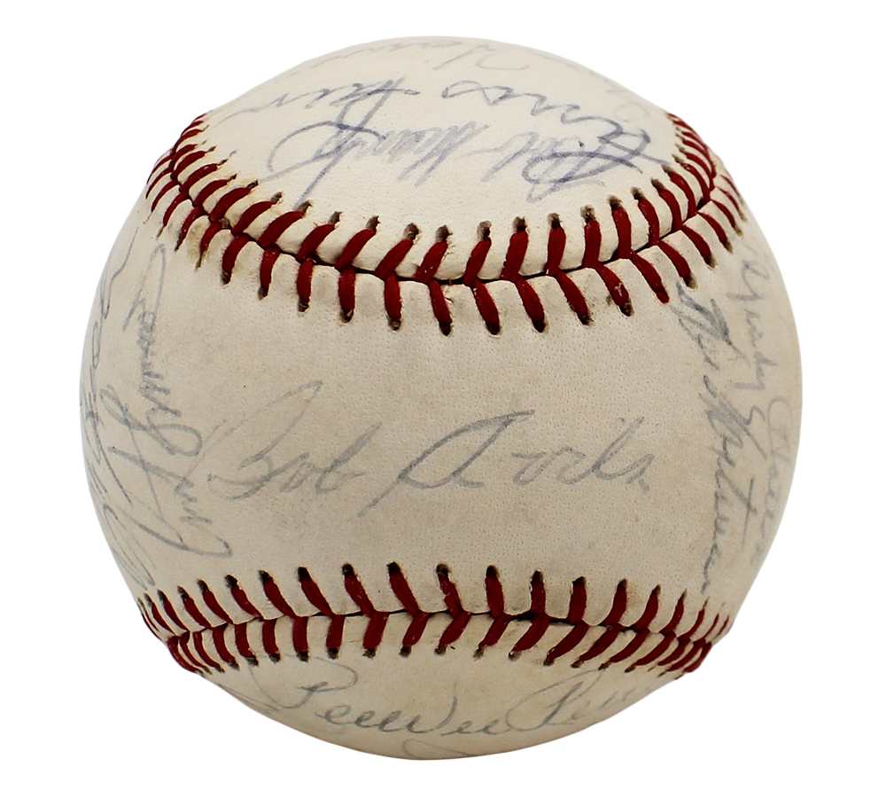 Mickey Mantle and Pee Wee Reese Multi-Signed Spalding MLB Baseball 23 Signatures - JSA LOA - Image 3