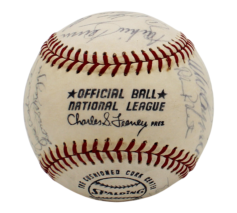 Mickey Mantle and Pee Wee Reese Multi-Signed Spalding MLB Baseball 23 Signatures - JSA LOA - Image 6