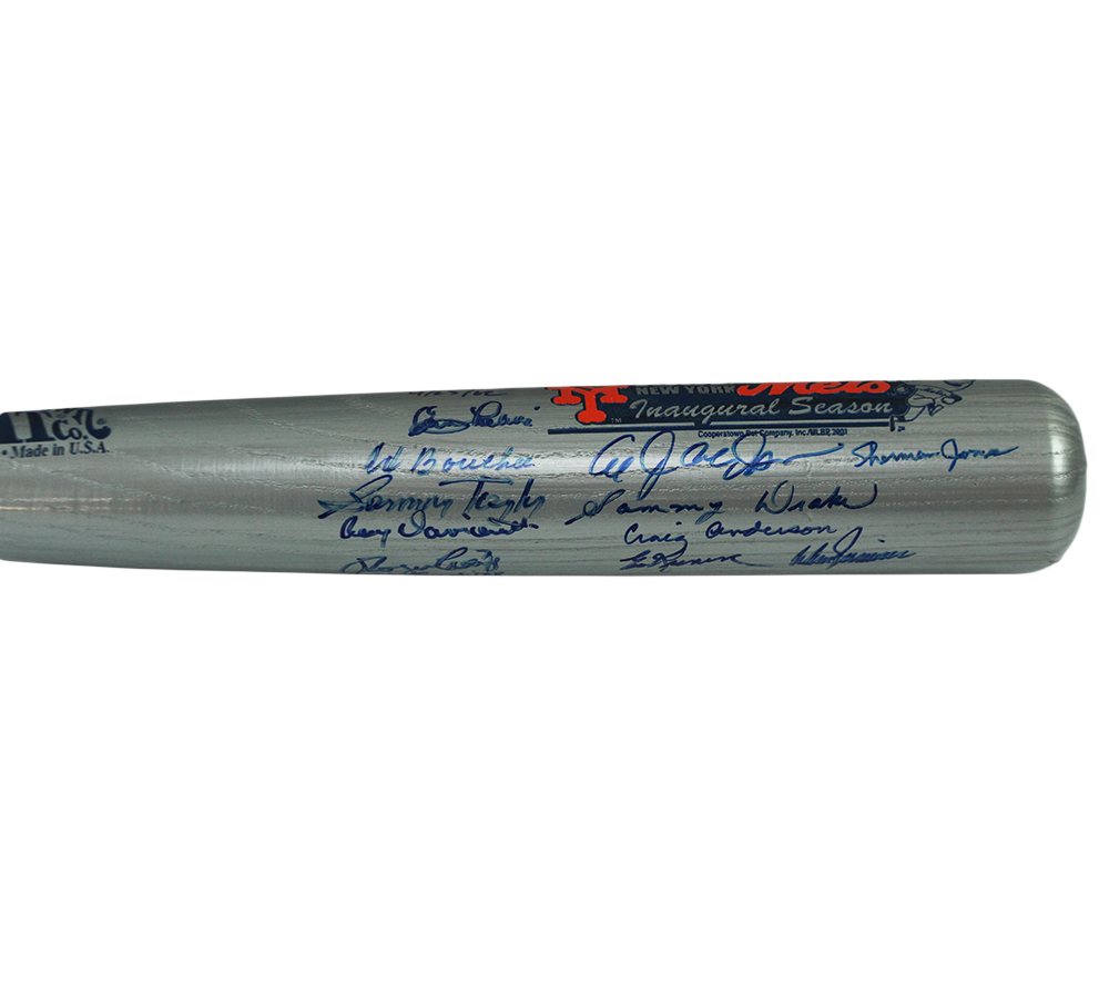 Jay Hook, Ed Kranepool, Hobie Landrith Multi-Signed New York Mets Cooperstown 1962 Inaugural Season Silver MLB Bat - Image 4