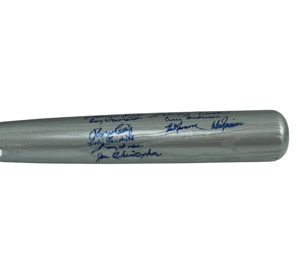 Jay Hook, Ed Kranepool, Hobie Landrith Multi-Signed New York Mets Cooperstown 1962 Inaugural Season Silver MLB Bat - Image 6