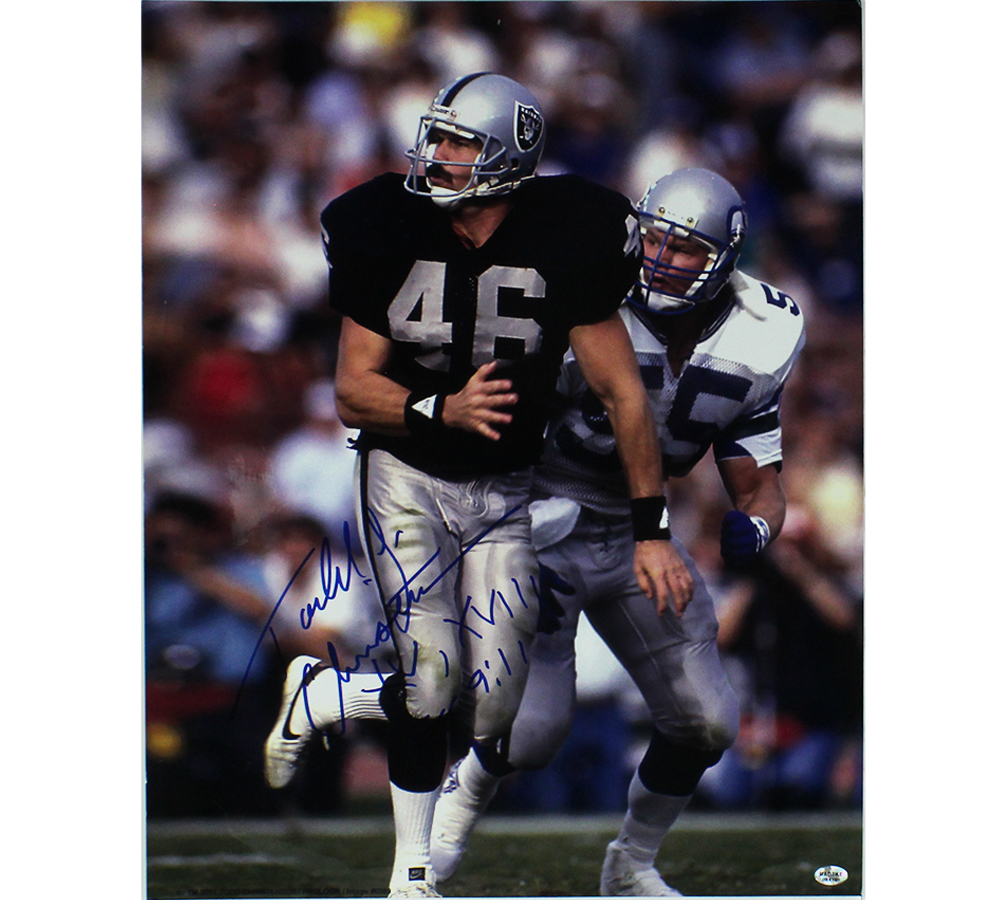 Todd Christensen Signed Las Vegas Raiders Unframed 16x20 Photo with "XV, XCII, ECC 9:11" Inscription
