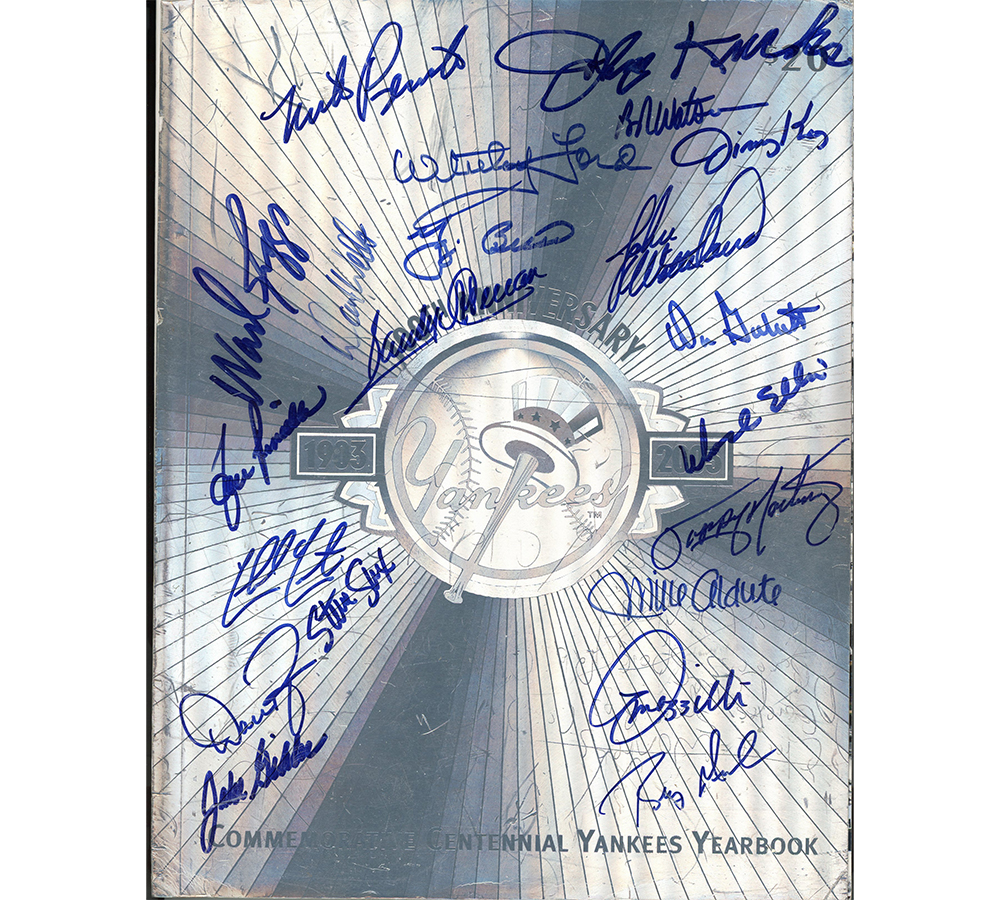 Yogi Berra, Lou Piniella, David Wells Multi-Signed New York Yankees 100th Anniversary Program- 21 Signatures - Image 2