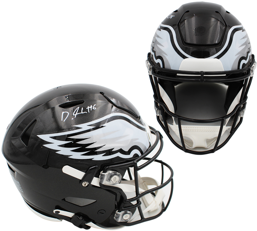 DeVonta Smith Signed Philadelphia Eagles Speed Flex Authentic Alternate Black NFL Helmet