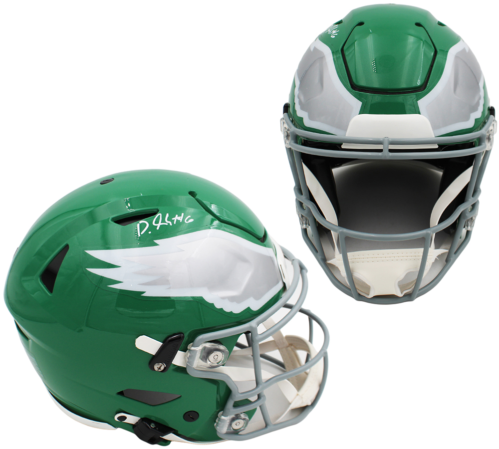 DeVonta Smith Signed Philadelphia Eagles Speed Flex Authentic Kelly Green NFL Helmet