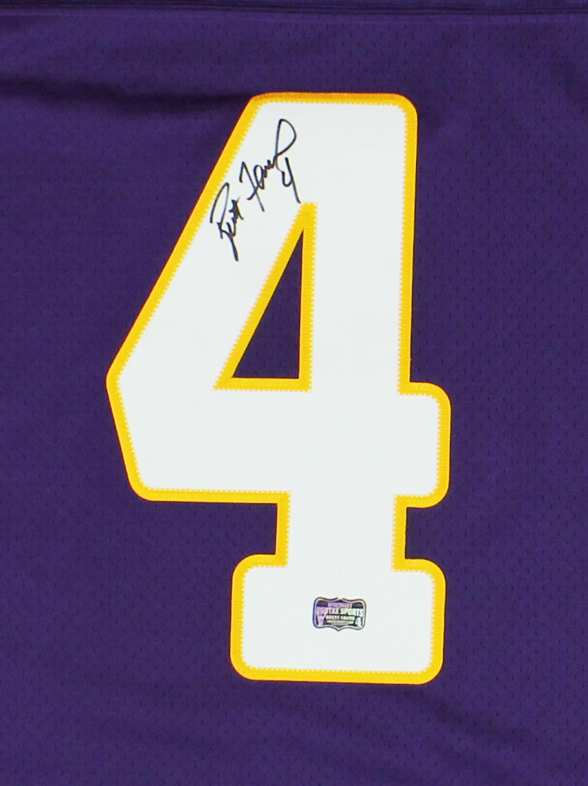Brett Favre Signed Minnesota Vikings Reebok Purple NFL Jersey - Image 2