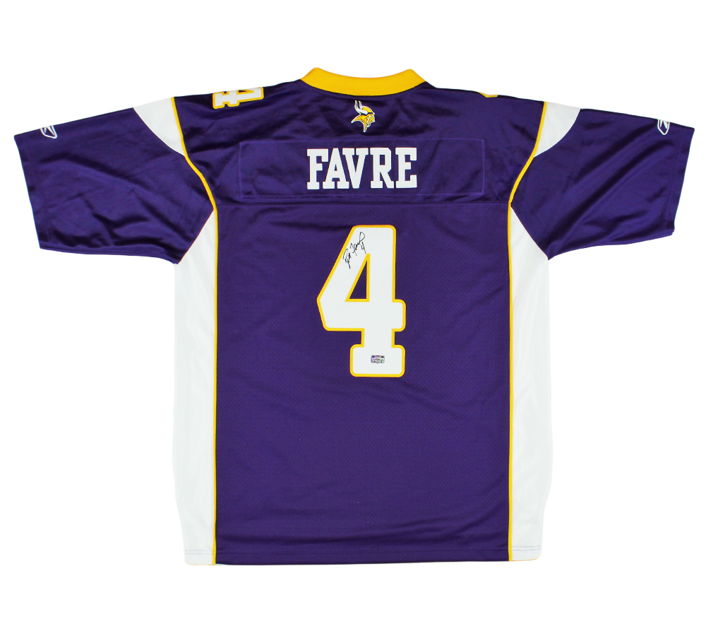 Brett Favre Signed Minnesota Vikings Reebok Purple NFL Jersey