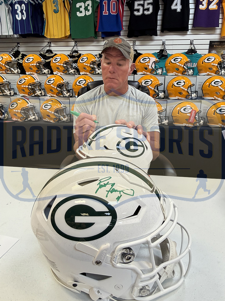 Brett Favre Signed Green Bay Packers SpeedFlex Authentic Alternate 24 White NFL Helmet - Image 4