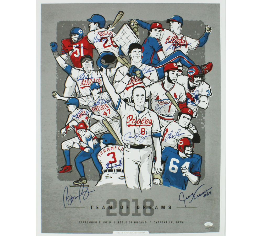 Rickey Henderson, Cal Ripken Jr, Ozzie Smith Signed Unframed 22x28 2018 Team of Dreams Poster - Image 2