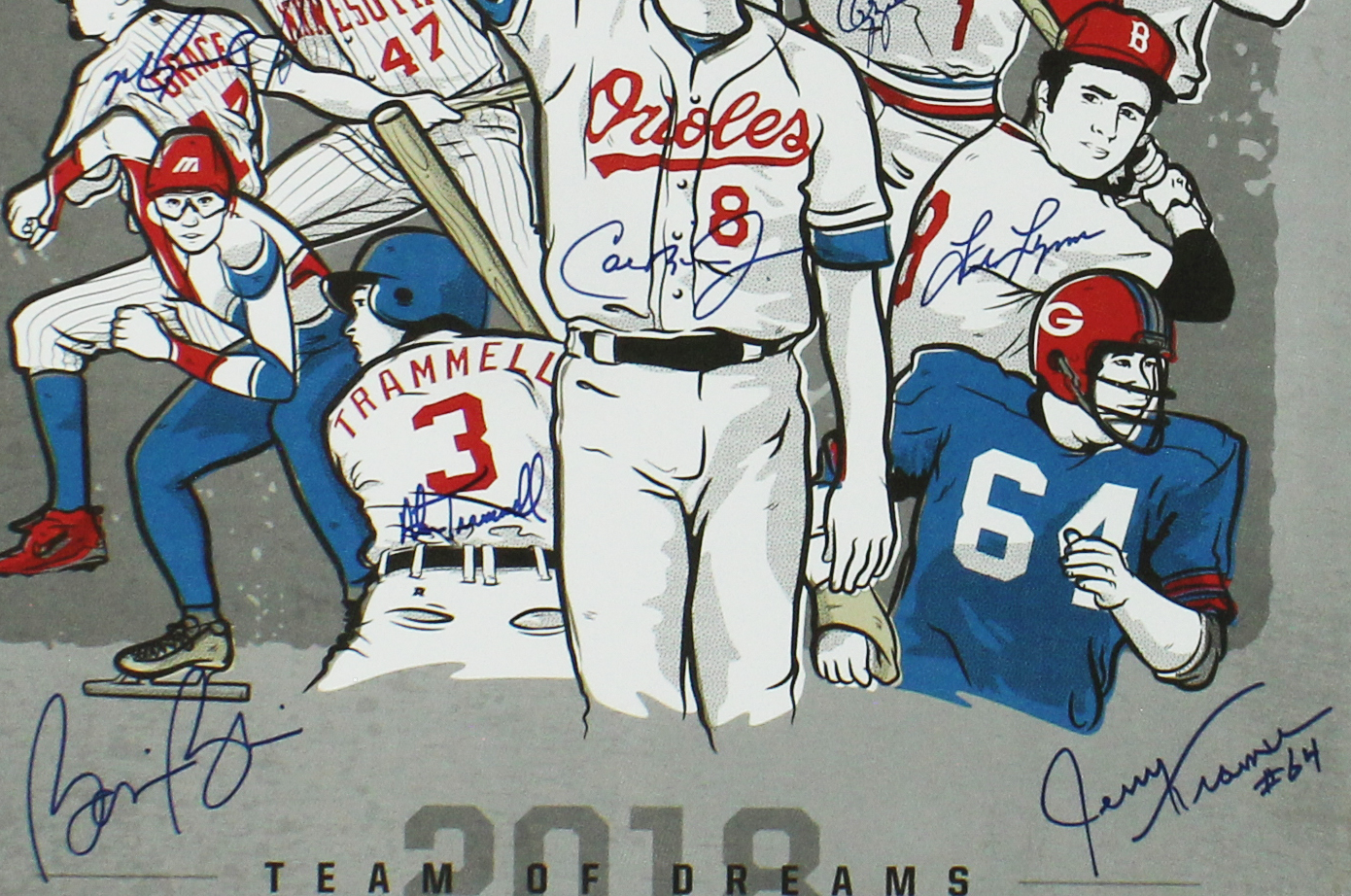 Rickey Henderson, Cal Ripken Jr, Ozzie Smith Signed Unframed 22x28 2018 Team of Dreams Poster - Image 4