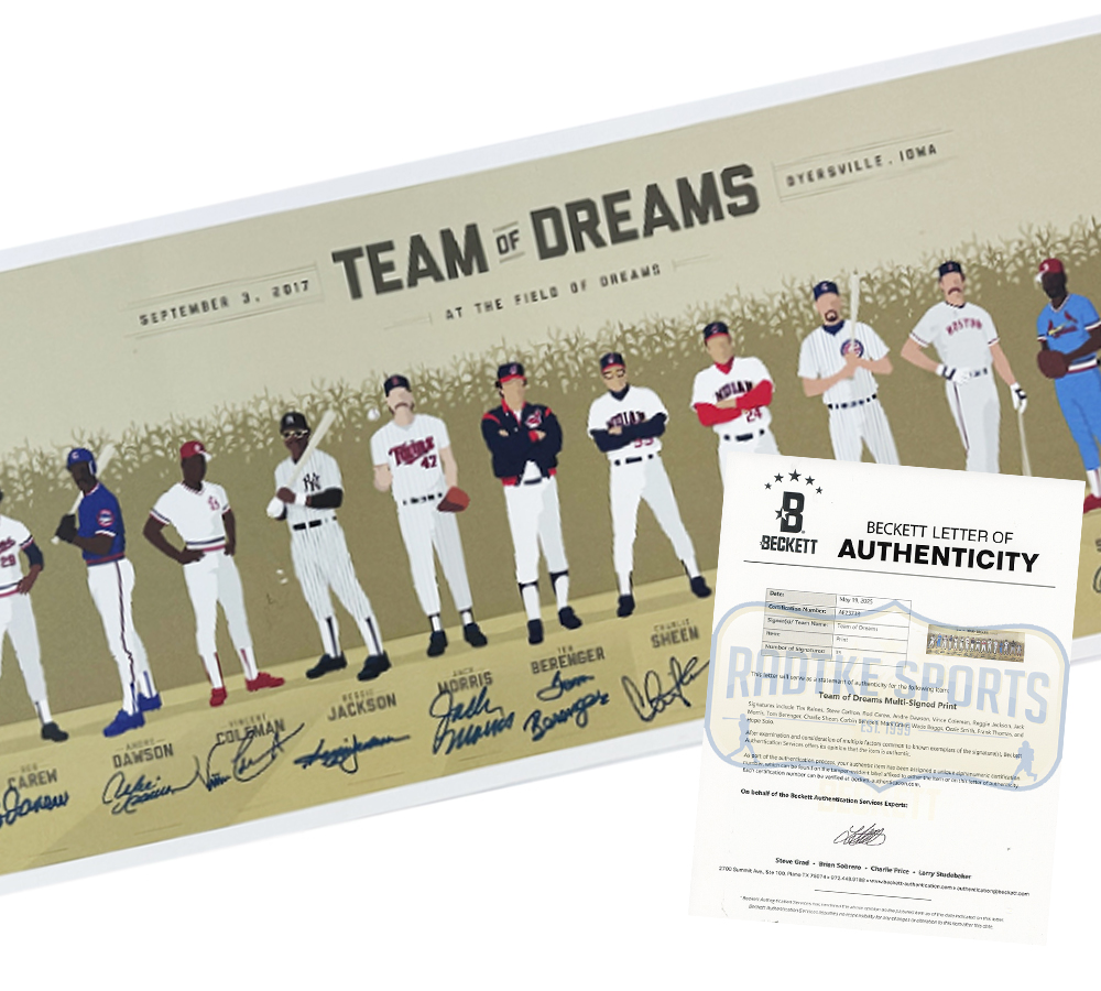 Reggie Jackson, Frank Thomas, Rod Carew Multi-Signed Unframed 12x36 Team of Dreams at The Field of Dreams Print