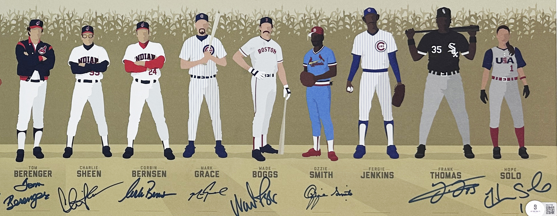 Reggie Jackson, Frank Thomas, Rod Carew Multi-Signed Unframed 12x36 Team of Dreams at The Field of Dreams Print - Image 4