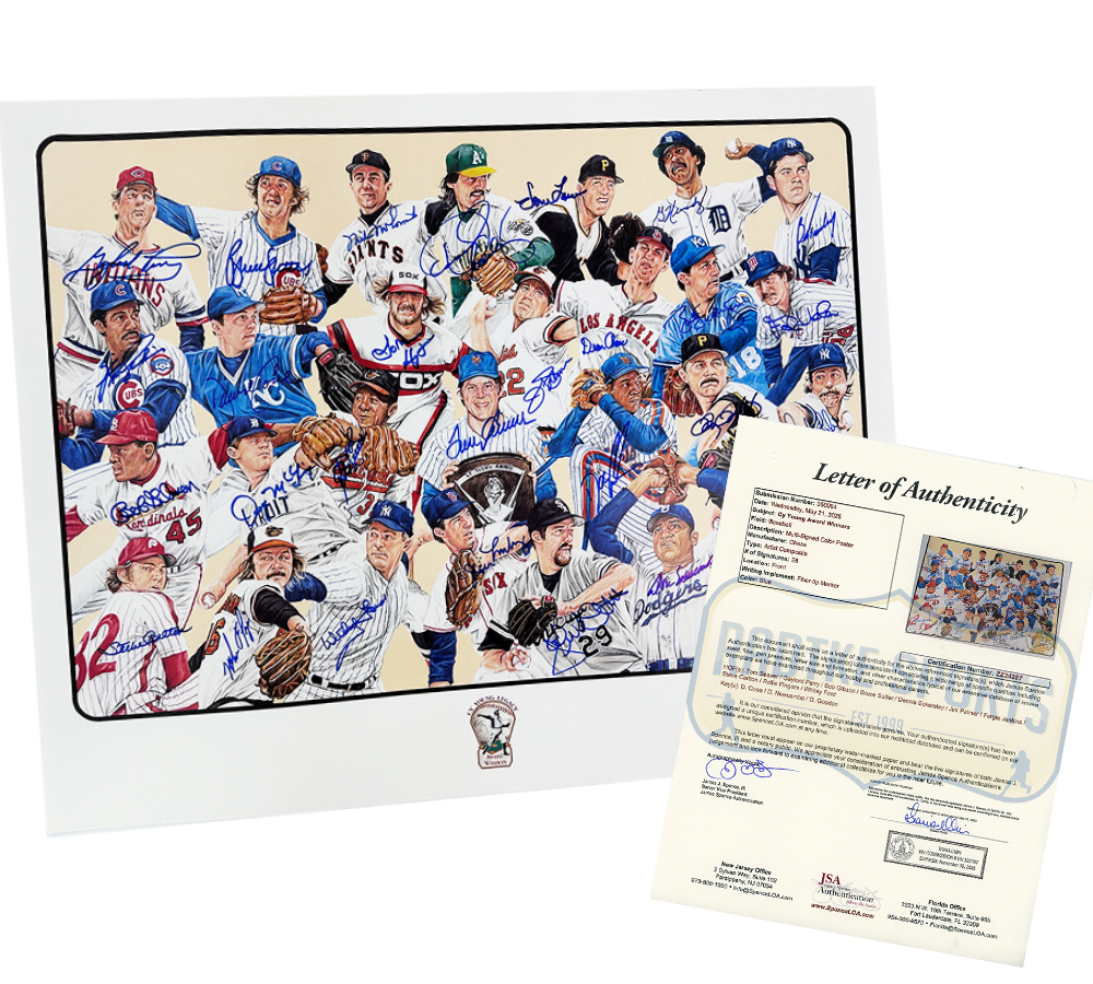 Tom Seaver Whitey Ford, Steve Carlton Multi-Signed Unframed 22x28 Artist Composite MLB Poster