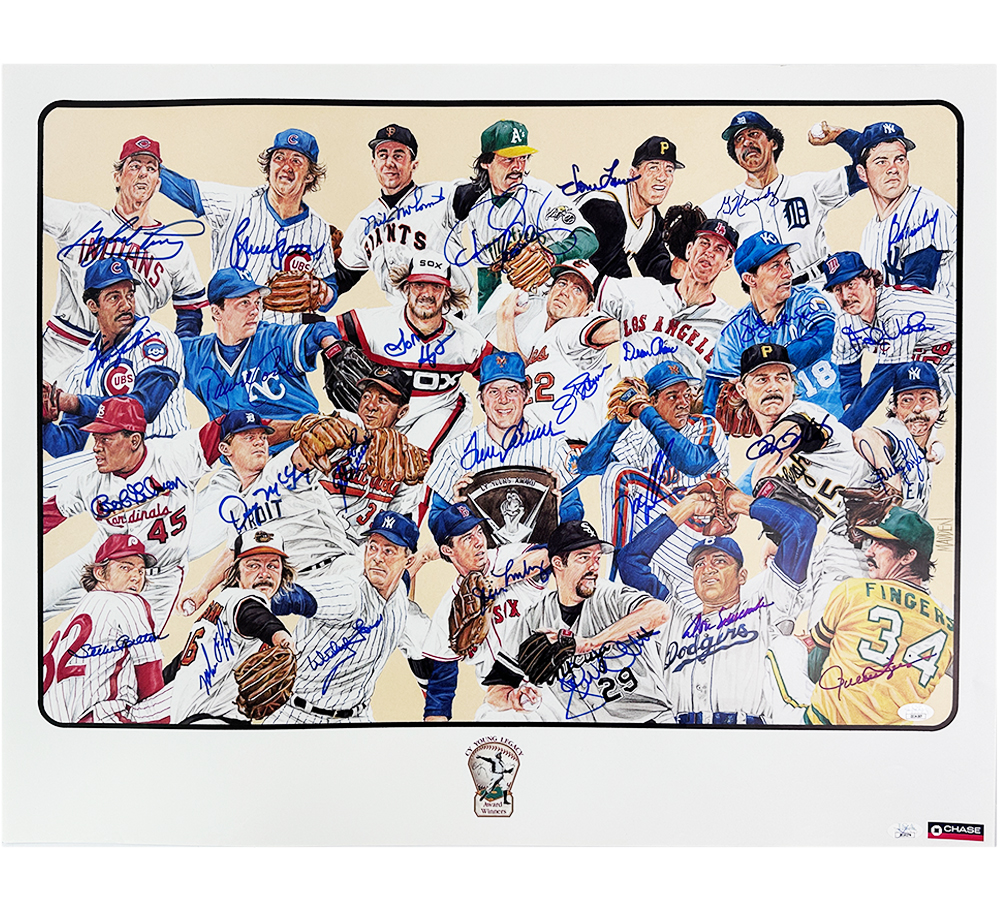 Tom Seaver Whitey Ford, Steve Carlton Multi-Signed Unframed 22x28 Artist Composite MLB Poster - Image 2
