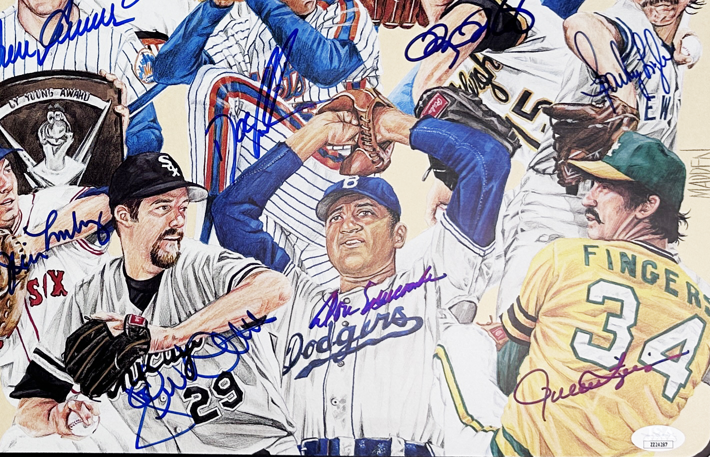 Tom Seaver Whitey Ford, Steve Carlton Multi-Signed Unframed 22x28 Artist Composite MLB Poster - Image 6